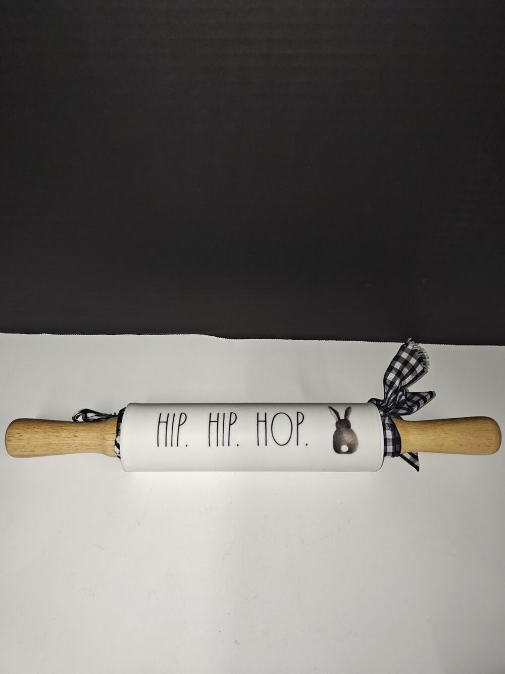 Rae Dunn Kitchen Rolling Pin Easter Spring Hip Hip Hop Bunny Decor Wood Silicone